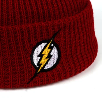 Ziemas Cepure Beanies Skullies Adīta Cepure Flash Varonis Barry Allen Embroid Adīšanas Ziemas Cepure, Silta Hip-Hop Klp Unisex Pusaudzis Cepures