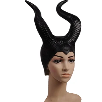 Augstas Kvalitātes Tumšā Ragana Maleficent Cosplay Maleficent Raganu Kostīmu Melna Kleita Ragu Galvassegas Halloween Puse Meiteņu Pieaugušām Sievietēm