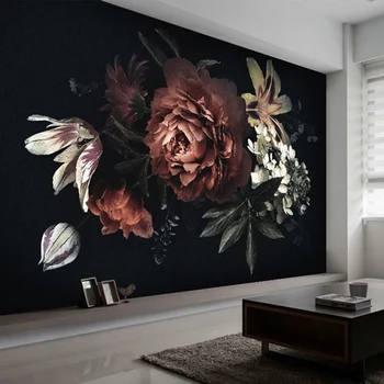 Pielāgotu Jebkura Izmēra 3D sienas Sienas Tapetes Modern Black Roku Apgleznoti Ziediem Foto Sienas Papīrs Dzīvojamā Istaba Guļamistaba Fona