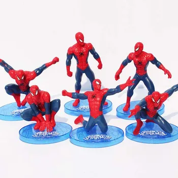 6Pcs/Set Spider-Man Skaitlis, Zirnekļcilvēka Zirnekļa Cilvēks PVC Rīcības Attēls Rotaļlietas 7-11cm Lielu Dāvanu