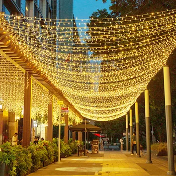 Thrisdar 100M 1000 LED Ziemassvētku Pasaku Gaismas Āra Vainags Mirdzums String Light Dārza Terases Kāzu svinības Brīvdienu
