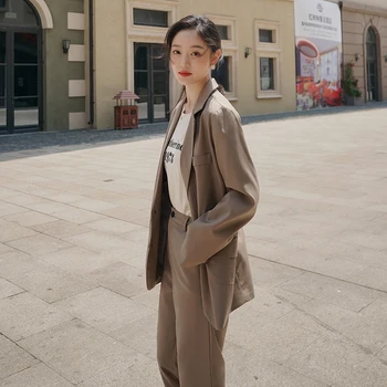Rudens Cepta Iela Mazo Apģērbs Sieviešu korejiešu Stilā, Anti-Novecošanās Novājēšanu Ir 2021. Jauna Eleganta Biznesa divdaļīgs Kostīms Rietumu Stilā