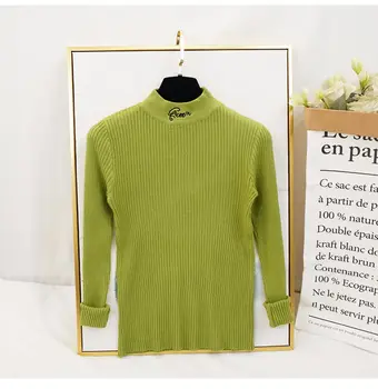 Pārdošanā ir 2021. Pavasara Rudens Sievietēm, dāmām, Karaliene izšuvumi vēstuli trikotāžas džemperis femme pull Sarukušais Apkalpes kakla džemperis, apģērbs