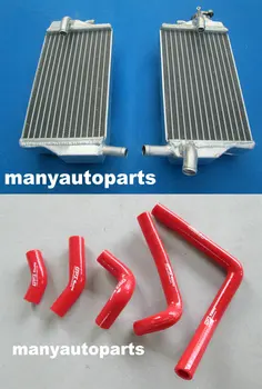 Pa kreisi ar labo alumīnija radiatoru un sarkanās silikona šļūtene Honda CR 250 R CR250 CR250R 2002 2003 2004 02 03 04