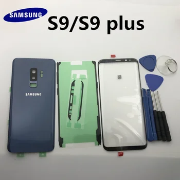 Jauns Oriģinālais Samsung Galaxy s9 s9+edge plus G960 G965 Aizmugurējais Stikls Aptver Aizmugurējos Akumulatora Vāciņu Durvīm+Priekšējā stikla lēcu+līmi