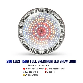 Pilna Spektra LED Augt Gaismas 150W E27 Spuldzes, Lampas, Apgaismojums, Telpu Augi, Sēklas, Ziedu Siltumnīcu Dārzeņi Dārza Fito Growbox