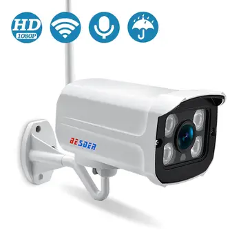BESDER 1080P Vadu&Bezvadu Audio IP Kameras IS 25m Metāla Ūdensizturīgu IP66 onvif CCTV Drošības Wifi Kamera Ar TF Kartes Slots iCsee