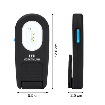 Ultra-plānas 4 SMD + LED Darba Gaismas USB Uzlādējams LED Lukturītis 4 Režīmā 0-120 Grādiem Regulējams Lāpu, Lukturi Magnētiskais Āķis Gaismas