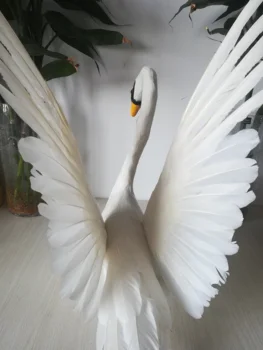 Jaunu simulācijas spārniem gulbis modelis putas&spalvu reālajā dzīvē balts gulbis rotaļlieta dāvana par 30x48cm xf0768