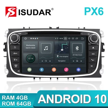 Isudar PX6 2 Din Android 10 Automašīnas Radio FORD/Focus/ - S-MAX/Mondeo/C-MAX/Galaxy Automašīnu Multimediju Atskaņotājs, Video GPS USB DVR Kamera, FM