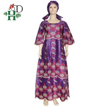 H&D Āfrikas Dashiki Kleita Sievietēm, Kas Izšūti Bazin Maxi Kleitas Tradicionālo Dienvidāfrika Dāmas Apģērbu Nigērijas Auto Gele