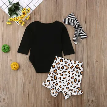 Pudcoco Meitene Komplekts 0-24M MUMS Toddler Bērniem, Baby Meitene Zīdaiņu Drēbes Romper Topi Leopards Drukāt Bikses Tērpiem