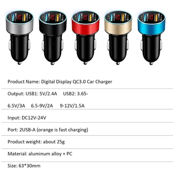 Auto USB Lādētāja QC 3.0 LED Ātrās Uzlādes Adapteris, Tips-c, USB Kabelis Samsung A30 A50 A70 M31 M51 A21S S8 S9 + Piezīme 8 9 10 Vadu