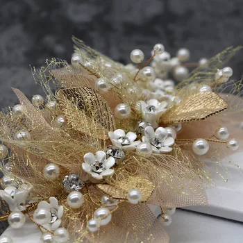 HIMSTORY Grezns Galvas Tiara Sievietes pieres pērļu rotaslietas hairband ziedu matu rotas Līgavai, Dāvanas Kāzu Aksesuāri