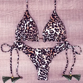 Dāmas Seksīgi Bikini, Leoparda Modes Sprādziens Peldkostīmu Sabiezējumu Krūšturis Pludmali Peldēšanas Bikini Komplekts Peldkostīmu купальник женский 40*