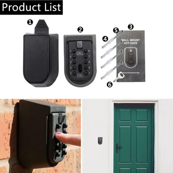 1Pc Black Drošības atslēgu Skapītis, Āra Kombinācija Slēpt Taustiņu Safe Lock Kaste Glabāšanai pie Sienas piestiprinātās
