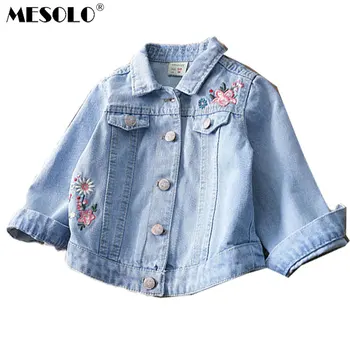 MESOLO Jean jaka no meitenēm, Baby soft izšuvumi džinsa jaka, mētelis rudens 2019 bērnu apģērbi jaunu CK188 bērniem