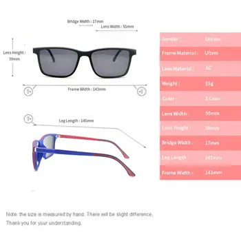 LUCIDIE Divējāda lietojuma Magnētisku Klipsi Saulesbrilles Sievietēm, Vīriešiem Kvadrātveida Saules Brilles Briļļu Ultem Rāmis UV400 Ēnā Braukšanas Brilles