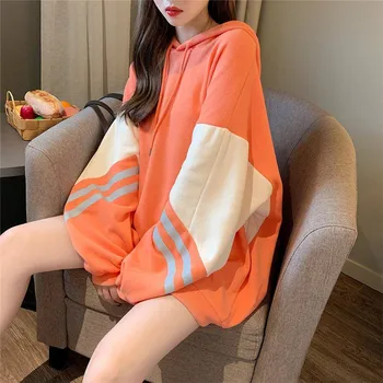 2019 Harajuku Japāņu Sporta Krekls Sieviešu Apģērbu Rudens Apelsīnu Hoodies Raibs Džemperis Ar Garām Piedurknēm Brīvs Džemperis Pelēkā Vārna Sievietēm