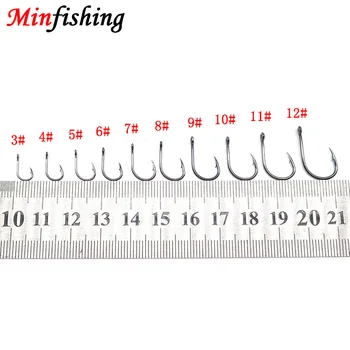Minfishing 200 gab./kastē Karpu Zvejas Āķa Dzeloņstiepļu Āķis Nerūsējošā Tērauda Āķis River Rock Zvejas Izmērs 3~14# Zvejas Piederumi