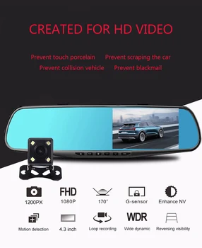 Maiyue star ar 10 collu IPS touch braukšanas ieraksti full HD 1080P auto DVR raidošo plašsaziņas līdzekļu, atpakaļskata spogulis dual objektīvs video reģistrators