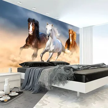 Pasūtījuma Sienu Tapetes, 3D Stereo Zirgu Foto tapešu Dzīvojamā Istabā, TV Dīvāns, Guļamistabas Fonā Sienas Gleznojums, Papel De Parede 3 D