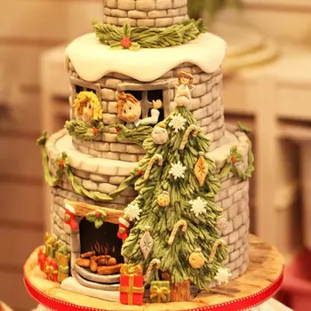 Karstās Ziemassvētku Eglīte Sniegpārslas Loku Silikona veidnes Kūka Robežu Dekorēšanas Pomādes Veidnes 3D Šokolādes Konfektes Veidnes