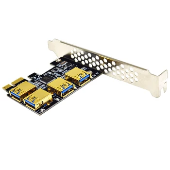 4 USB3 Pieslēgvietu.0 Stāvvadu Kartes Zelta PCI-E 1 līdz 4 PCI Express 16X Slots Ārējās Adapter PCIe Portu Reizinātājs Karti BTC Ieguves