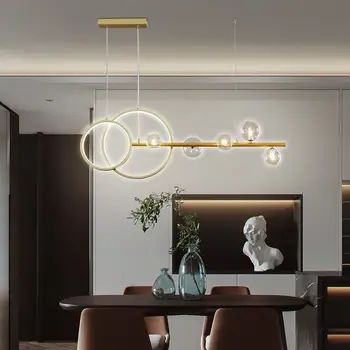 Ēdamistaba Dzīvojamā Istaba LED Lustras Black, Vai Zelta Mūsdienu Vienkārša Stikla Bumbu Kulons Lampas Restorāns, Kafijas Bārs Ilgi Karājas Gaismas