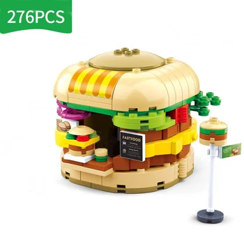 Hamburger saldējums Pārtikas Veikalā Modeli, Celtniecības Bloki, Radošās Arhitektūras Pilsēta Street View Izglītības Bērniem Rotaļlietas Bērniem
