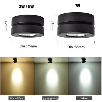 [DBF]Leņķis Regulējams LED Virsmas Montēta Downlight 360 Grādu Grozāms 3W 5W 7W Griestu Spot Gaismas 3000K/4000/6000K 220V