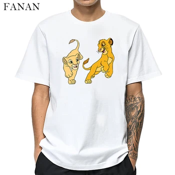 Jaunu HAKUNA MATATA Iespiesti Vīriešu Vogue Lion King T-Krekls Balts Cute Karikatūra Mīksto O-veida Kakla Tee Harajuku Topi Vasaras Apģērbu Tees 2020
