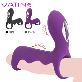 VATINE Dzimumlocekļa Gredzens Vibrators G Spot Stimulācija Seksa Produkti 10 Ātrumu Aizkavēt Ejakulāciju Seksa Rotaļlietas Vīriešiem