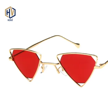 Vintage Izgriezums Trīsstūris Saulesbrilles Sieviešu Klasisko Metāla Rāmis Okeānā, Lēca, Saules Brilles Punk Stila Brilles