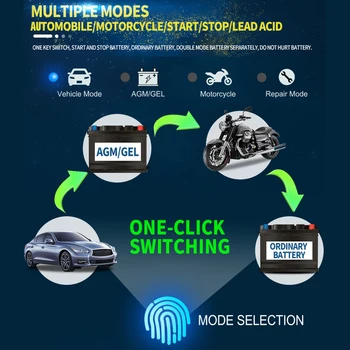 Automātisko Auto Motocikla Akumulatoru Lādētājs 12V 2A/6A/8A Strāvas Impulsa Lādētāju Remonts Slapjš Sauss Svina Skābes Akumulatoru Ciparu LCD Displejs
