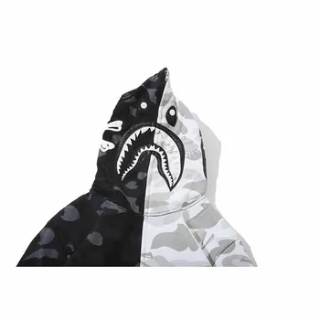 Rudens 2020. gadam haizivs Galvaskausa Melnā un baltā krāsu saskaņošanas kapuci gadījuma zaudēt drukāt Kapuci sporta Krekls vīriešu hip hop mētelis