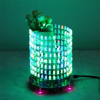 Krāsaina RGB Sapnis Gaismas Aplis LED DIY Komplektu Mūzikas Spektra Modulis 5mm 8x32 Dot Matrix ar Apvalku Dāvanu Gaismas Kubs DIY komplektu
