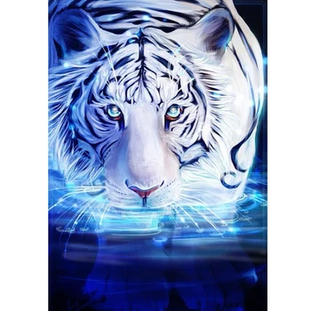 DIY Tiger 5D Dimanta Glezniecības Pilnībā Kārtas Urbt Dzīvnieku Karikatūra Izšuvumi Krustdūrienā Sienas Māksla, Mājas Dekoru, Dāvanu