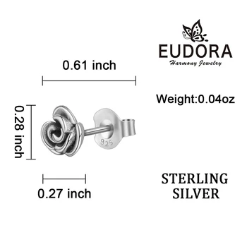Eudora Autentisks 925 Sterling Silver Rose Puķu Stud Auskari Sievietēm, Meitenēm, Moderns Modes un Augstas Kvalitātes Sudraba Rotaslietas