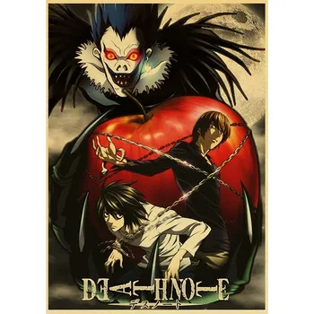 Klasiskās Anime Sērijas, Death Note, Retro Plakāti Plakāts Bārs Telpu Dekorēšana Mākslas Audekls Gleznas Mājas Sienas Dekori