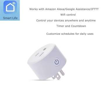 Par Tuya Smart Dzīves APP WiFi Smart Plug Outlet Darbojas ar Alexa, Google Palīgs IFTTT Balss Kontroles Slēdzis Nav Nepieciešama centrs