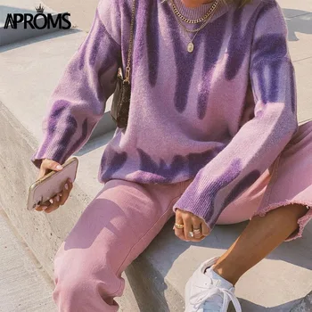 Aproms Korejas Modes Haki Svītras Drukāt Mīksti Džemperi Sieviešu Ziemas Hip-Pop Lielgabarīta Ilgi, Puloveri Streetwear Virsdrēbes 2021