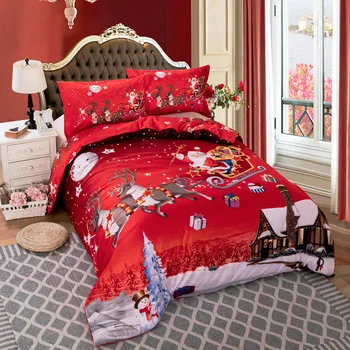 Priecīgus Ziemassvētkus iespiesti Gultas Komplekts mierinātājs Viena Double Queen, King Vienu izmēru gultas veļas komplekts Ziemassvētki Ziemassvētku dāvanu