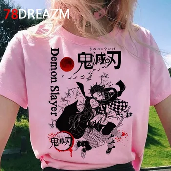 Demon Slayer Japāņu Anime T Krekls Sievietēm Kimetsu Nav Yaiba Smieklīgi Karikatūra T-krekls Unisex Dēmons Asmens Tshirt Top Lakrosa Sieviešu