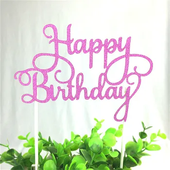 100gab Mirdzēt Papīra Happy Birthday Cake Topper Cupcake Deserts Apdares materiālus svinības, Dzimšanas dienas Svinības