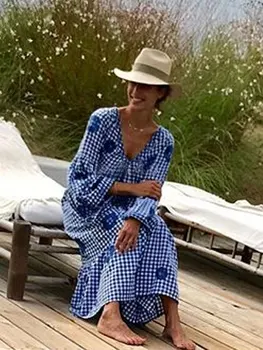 Vasaras Bohēmijas ceļojumu pludmales kleita nepālas nacionālā stila izšūtu kleitu ar V veida kakla pleds zaudēt izšūta kleita