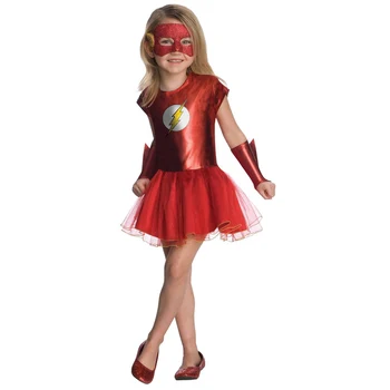 Halloween Super Meitene Supergirl Flash Cosplay Kostīmu Kid Bērnu Grāmatu Nedēļā Sniegumu Karnevāla Puse Fance Kleita