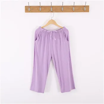 Kravu Gulēt Apakšā Sieviešu Garās Bikses Vaļīgas Lielums Mājas Pidžamā Sexy Gadījuma Aukliņu Tīrtoņa Krāsu Teļu Elsas Vasaras Sleepwear