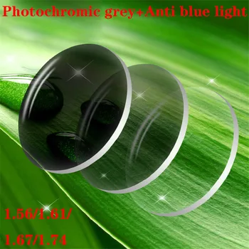 Zerosun 1.56/1.61/1.67/1.74 Photochromic Pelēka Objektīva Hameleons+anti Zilā Gaisma Pāreja 2 Gab UV400 Anti Pārdomas Skrāpējumiem