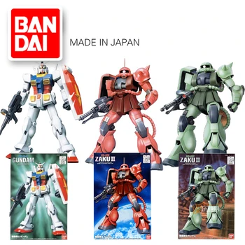 BANDAI GUNDAM FG 01 02 03 UC RX-78-2 ZAKU II MS-06S Gundam modelis bērniem samontēti Robotu Anime rīcības attēls rotaļlietas